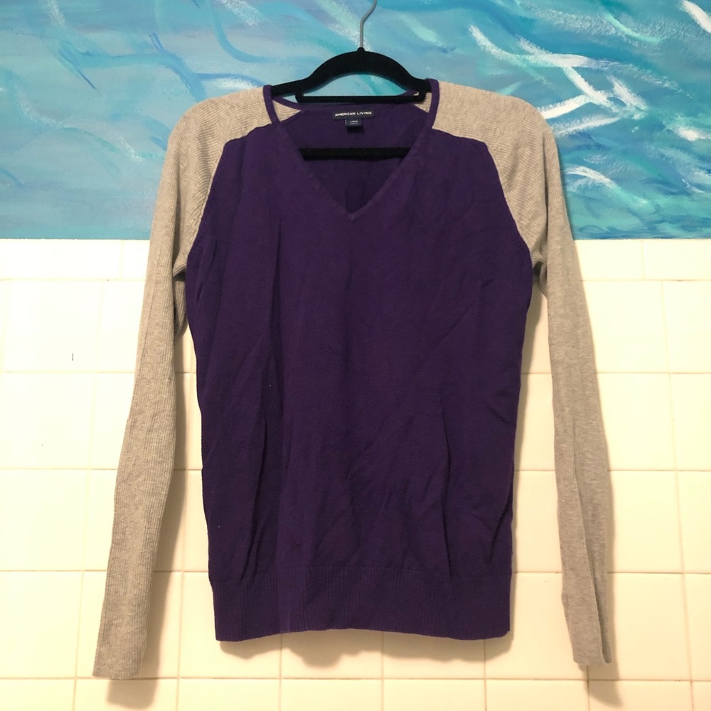Purple and gray sweater